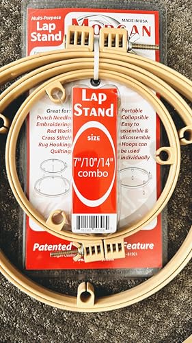 Morgan Quality Products 7"/10"/14" Lap Stand Hoop - Perfect for Hands-Free Embroidery, Quilting & Needlework
