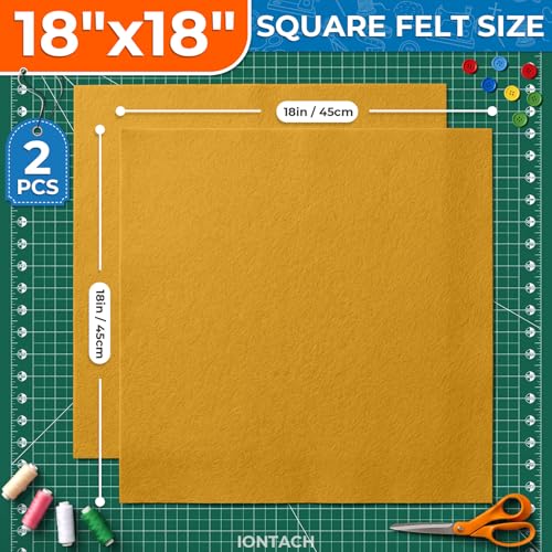 IONTACH 18" X 18" Soft Felt Sheets 1.6mm Thick (2 Packs, Antique Gold) - color: Antique Gold