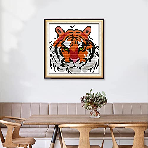 ITSTITCH Stamped Cross Stitch Kits for Beginners,Full Range of Crossstitching Kits Preprinted Pattern for Adults, Embroidery Needlepoint Starter Kits 11ct 3 Strands -Tiger,8.7x8.7 inch - color: Tiger ,8.7x8.7 inch