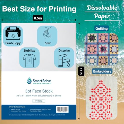3 pt. Water-Soluble Paper | Dissolves Quickly in Water | Biodegradable | Eco-Friendly | Printer Compatible | Crafts, Drawing, Notes | Letter Size, 8.5” x 11” | Pack of 10 White Sheets - style: Pack of 10 sheets