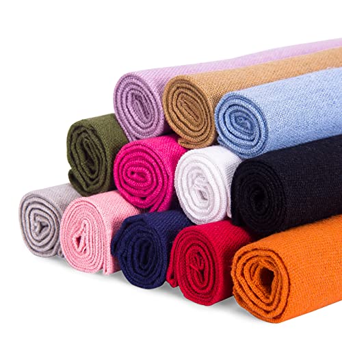 12 Pcs/Set 19 x 19 Inch Embroidery Linen Fabric - color: 12 Pcs Colored-b