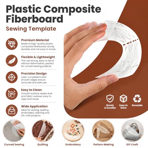 Qevylentte 45 Pcs Sashiko Stencil Kit for Embroidery, Japanese Embroidery Kit Include Geometric Template Thread Needles Thimble Fabric, Hand Quilting Sewing Supplies for Beginners