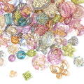 50-70 Pcs Cute Assorted Kawaii Aesthetic Beads Assorted Bohemia Acrylic Beads Heart Butterfly Flower Round Oval Czech Bead Bulk Metal Enlaced Transparent Aesthetic Bead for Jewelry Making DIY Craft
