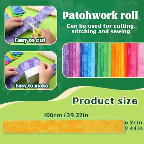 ZMAAGG Jelly Roll Fabric, 25 PCS Bright Color Jelly Roll, Quilting Fabric - color: Bright