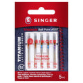 SINGER Titanium Ball Point Needles, 80/11-100/16, 5Ct, for Knit Fabric