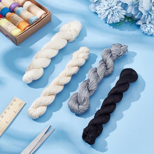 FREEBLOSS 4 Pcs Sashiko Thread in 4 Colors Sashiko Skein 4 * 100 M Pure Cotton Embroidery Thread Japanese Sashiko Threads Basic Colors Quilting & Embroidery Floss Supplies - color: Gray