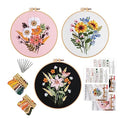 GLTAYLMY Embroidery Kit for Beginners Adults,3 Pack Cross Stitch Kits with 1 Plastic Embroidery Hoops,Needles and Color Threads,Needlepoint Kit for Hand Embroidery Starter - color: New Flower
