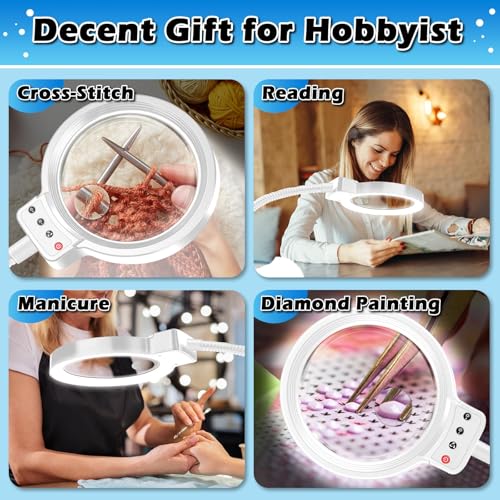 30X 10X Large Floor Magnifying Glass with Light and Stand - color: White