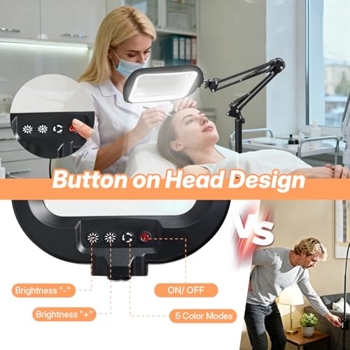 30X 10X Extra Large Floor Magnifying Glass with Light and Stand Hands Free