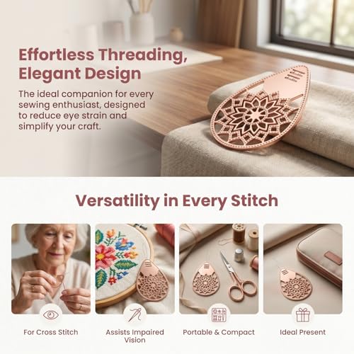 DOITOOL 3 pcs Needle Threaders Manual Sewing Needle Threader Tool for Cross Stitch Yarn Embroidery DIY Sewing Supplies Easy Eye Threading for Seniors and Low Vision Users