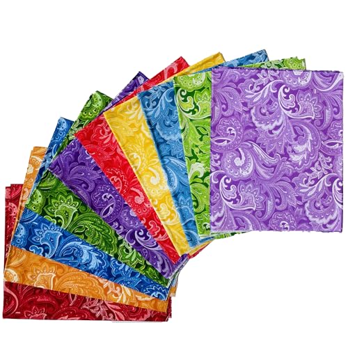 Fat Quarters Quilting Cotton Fabric Bundles for Sewing-10 PCS Paisleys - color: Paisleys