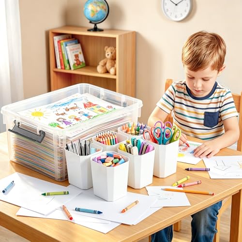 17 Qt Craft Organizers and Storage with Removable Divider, Marker Organizer for Crayons, Pencils & Art Supply, 1 Pack - size: 17 Qt - Divider