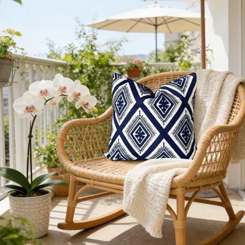 Slow Cow Embroidered Throw Pillow Cover 18 x 18 Inch Navy Blue - color: Navy Eyes, size: 18" x 18" (Pack of 1)