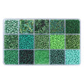 15 Grid Green Glass Seed Bugle Tube Beads Kit for Jewelry Making DIY Craft - color: Green, size: 15 Grid