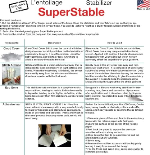 Superpunch Cutaway Embroidery Stabilizer, 2.0 oz, White, 500 Sheets - size: 7.5" x 8", 500 Precut Sheets