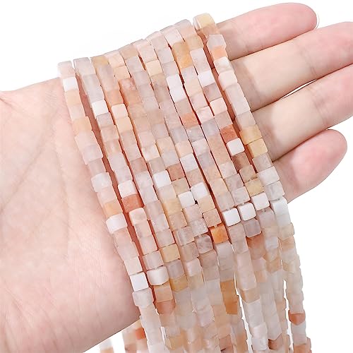 BEADIA Natural Pink Aventurine Square Stone Beads 4x4mm 85pcs Cube Loose Semi Gemstone Beads for Jewelry Making Design - color: Pink Aventurine
