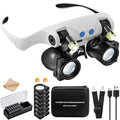 JARLINK Magnifying Glasses with LED Light, 14 Lenses, Hands Free, Black - color: Black