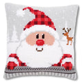 Vervaco Cross Stitch Christmas Pillow Kit Santa Joy DIY Home Decor Stamped Embroidery Chunky Cross Stitch Cushion Craft Supplies ca. 16" x 16" Needlepoint Kits for Adults Creative Gift - size: Santa with Reindeer