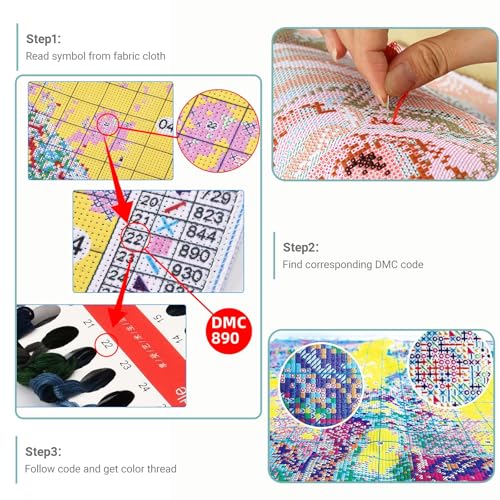 HKLIOPU Stamped Cross Stitch Kits - Love Tree Embroidery Starter Kit for Adult Beginners, 11CT Needlepoint Cross-Stitch Patterns Dimensions Kit Arts and Crafts 13.8X 13.8 inch - color: USL-002