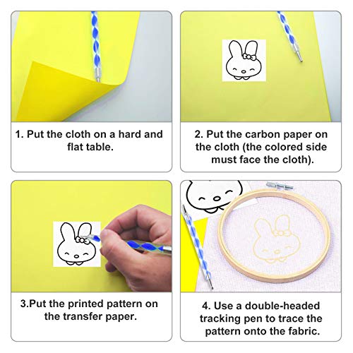 120 pcs Transfer Paper Carbon Tracing Paper Carbon Water-Soluble Transfer Paper for Transfer Pattern on Fabric,Wood,Cross Stitch Cloth,Paper, Hand Painting with 5 pcs Embossing Stylus(A4,6 Color)