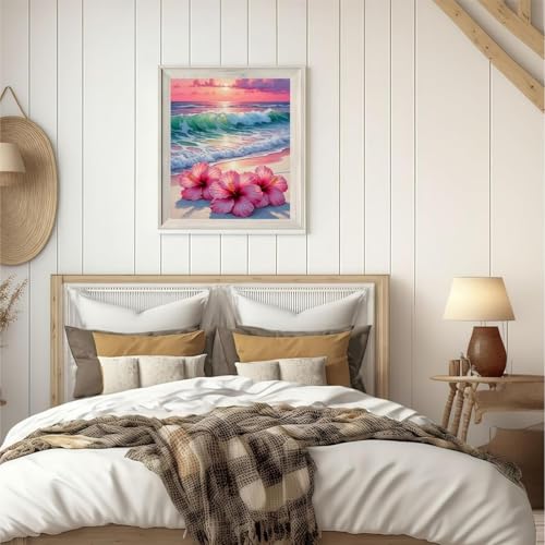 niurenmaoyi Beach Flower Stamped Cross Stitch Kits for Beginners,Counted Embroidery Craft Kits for Adults,Needlepoint Kits for Adults,Wall Art 11.8X15.8In - color: Cross Stitch Kits0429-02