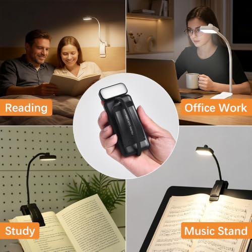 Choudao Rechargeable Book Light,Reading Light for Reading in Bed,Black - color: Large clip-Black