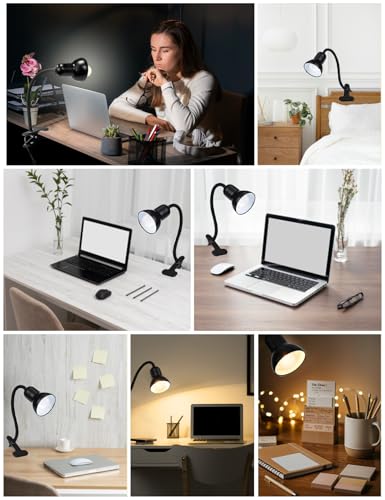 Clip On Gooseneck Lamp - 300W Max, Ceramic Fire-Resistant E26 Socket, Classic Durable Switch, Adjustable Flexible Clamp Light for Desk, Workbench, Bed Headboard, Table, Grow (Standard Clip Desk Light) - color: Standard Clip Desk Light