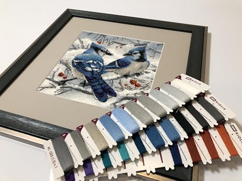 RIOLIS 1925 Blue Jays Counted Cross Stitch Kit 7.75 x 7.75 in - style: Blue Jays 1925