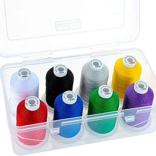 New brothread 100% Mercerized Cotton Threads with Box -8xClassic Colors - color: 8 X Classic(Basic Color）