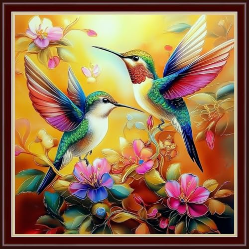Dimensean Stamped Cross Stitch Kits Full Range of Embroidery Patterns Starter Kits for Beginners Adult DIY Cross Stitches Needlepoint Kits 11CT-Hummingbirds Collect Honey 18x18 inch - color: Arts kits 39