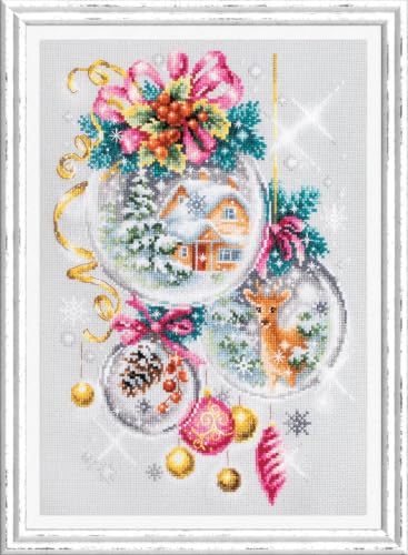 Wizardi Counted Cross-Stitch Kit A Christmas Fairy Tale 100-247 Magic Needle. Counted Cross Stitch for Beginners and Advanced - color: A Christmas Fairy Tale