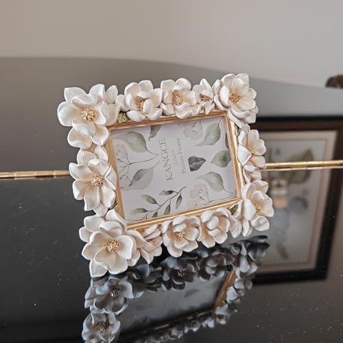 Vintage Picture Frames 2.5x3.5 Antique White and Gold Ornate Flower Picture Frame for Tabletop and Wall Mount Decorative Gallery Wall Decor Rustic Home Decor （2.5x3.5 inch） - size: 2.5x3.5