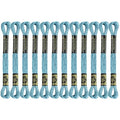 12 Skeins Embroidery Floss, Lake Blue Metallic Embroidery Thread Polyester Cross-Stitch Threads for Hand Embroidery String Art DIY Creation - color: Lake Blue
