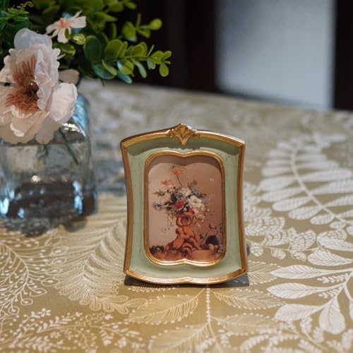 Vintage Picture Frame 2.5x3.5 Antique Ornate Photo Frame Tabletop and Wall Hanging, Decorative Retro Design Home Decor, Old-Fashioned Photo Gallery Art, Sage Green - color: Sage Green, size: 2.5x3.5