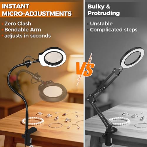Magnifying Glass with Light Desktop Bigger 10D Magnifier Portable Lamp