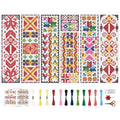 BEUNITONE Cross Stitch Bookmark Kits 6 Pcs Traditional Decorative Patterns Counted Cross Stitch Kit Hand Stamped Embroidery Kit for Beginners Floral Fabric Bookmark Making Kit DIY 8''x2.4'' - style: Pattern 2