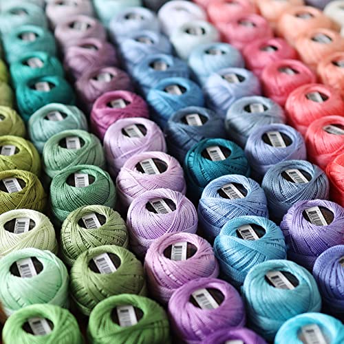 Rhapsody Pearl Cotton Thread Size 8 Crochet Thread Perle 12 Balls Set Hand Knitting, Embroidery, Sashiko, Cross-Stitch, Sewing, Needlepoint, DIY, Quilting (DK Antique Blue, Col. 454) - color: DK Antique Blue, Col. 454