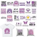 Dazoratix Domestic Violence Iron on Transfers - 24 Sheets Purple Ribbon DTF Ready to Press Heat Patches Bulk Abuse Awareness Vinyl Designs Stickers Decals for T Shirts Clothes Bag DIY Crafts Appliques - style: Domestic Violence Awareness