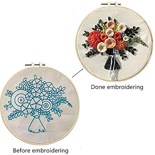 TAORANJU 1 Set Embroidery Kit Punch Needle Kit Cross Stitch Kits with Floral Pattern for Beginners