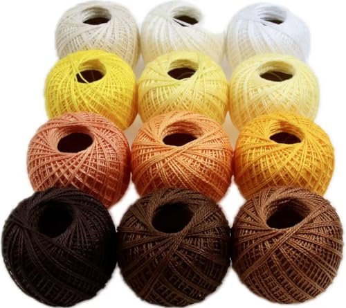KCS Mercerized Pearl Cotton Thread Size 8 Crochet Needlework Embroidery Threads Ball (12, 12balls06) - color: 12balls06