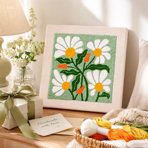 HRTHRT Punch Needle Kit for Beginners, 9.8" Frame Yarn Craft Set(Green) - color: Green