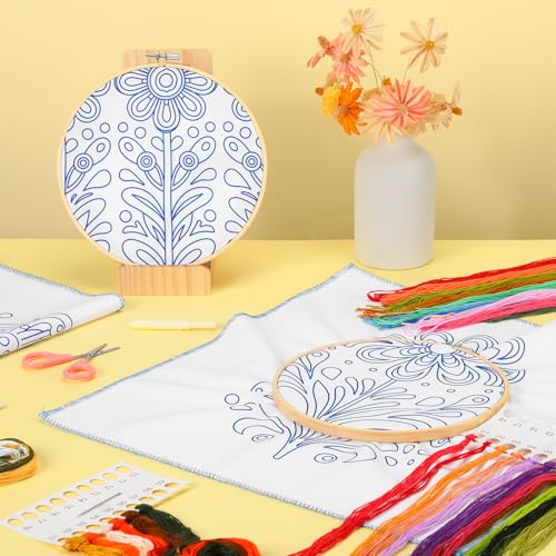 Tioncy 8 Sets Mexican Flower Embroidery Napkins DIY Craft Kit - style: Flower