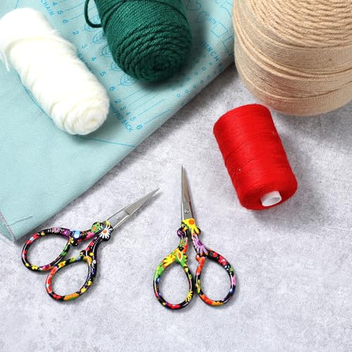 2 Pcs Embroidery Scissors Sharp Crafting Scissors, Black Flower