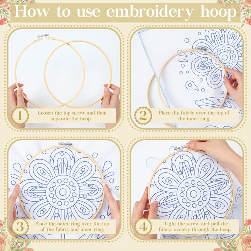 Tioncy 8 Sets Mexican Flower Embroidery Napkins DIY Craft Kit - style: Flower