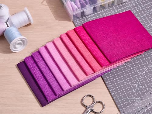 Craftido - 11 Options Solids with Tweed Tonals - Assorted Color Cotton Quilting Fabric Bundles 10pcs Fat Quarters 18"x21" - Medium Weight 5.2oz-for Quilting, Sewing and Crafts-Wildberry(Pinks+Purples) - color: Wildberry(pinks+purples)
