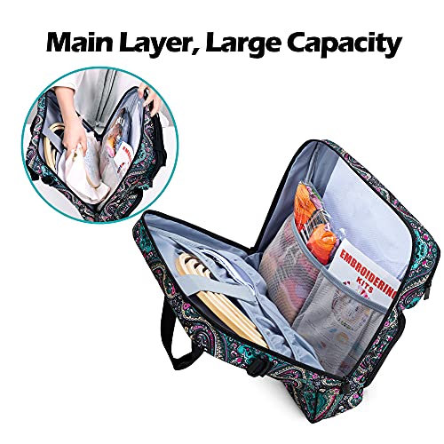 LoDrid Embroidery Storage Bag, Portable Embroidery Project Carry Case,Totem