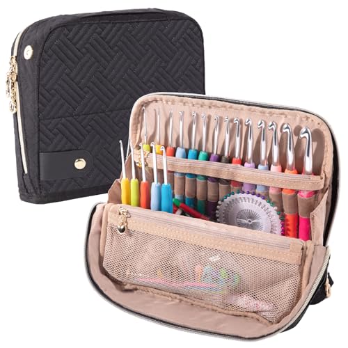 MYBAGZING Empty Crochet Hook Case, Stand-Up Crochet Hook Organizer - color: Black, size: Case (Empty)