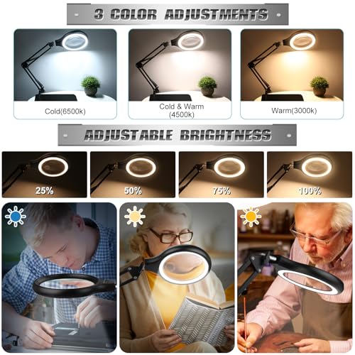 NZQXJXZ 10X 30X Large Magnifying Glass with Light and Stand 5-inch
