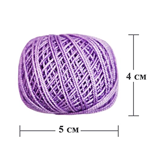 KGS Crochet Thread Cotton Yarn Balls | Size 8 | 10 Balls | 10 Grams Each Ball | Total 100 Grams of Pearl Cotton Thread for Crocheting, Cross Stitch, Needlepoint Hand Embroidery (Whimsical Pastels) - color: Whimsical Pastels