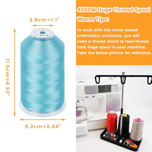 New brothread 4000M Huge Spool Embroidery Machine Thread - Light Blue - color: Light Blue-017